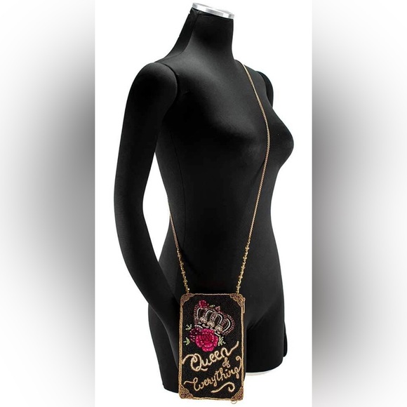 Mary Frances Queen of Everything Beaded Crossbody Cell Phone Bag Clutch Evening - Picture 14 of 16